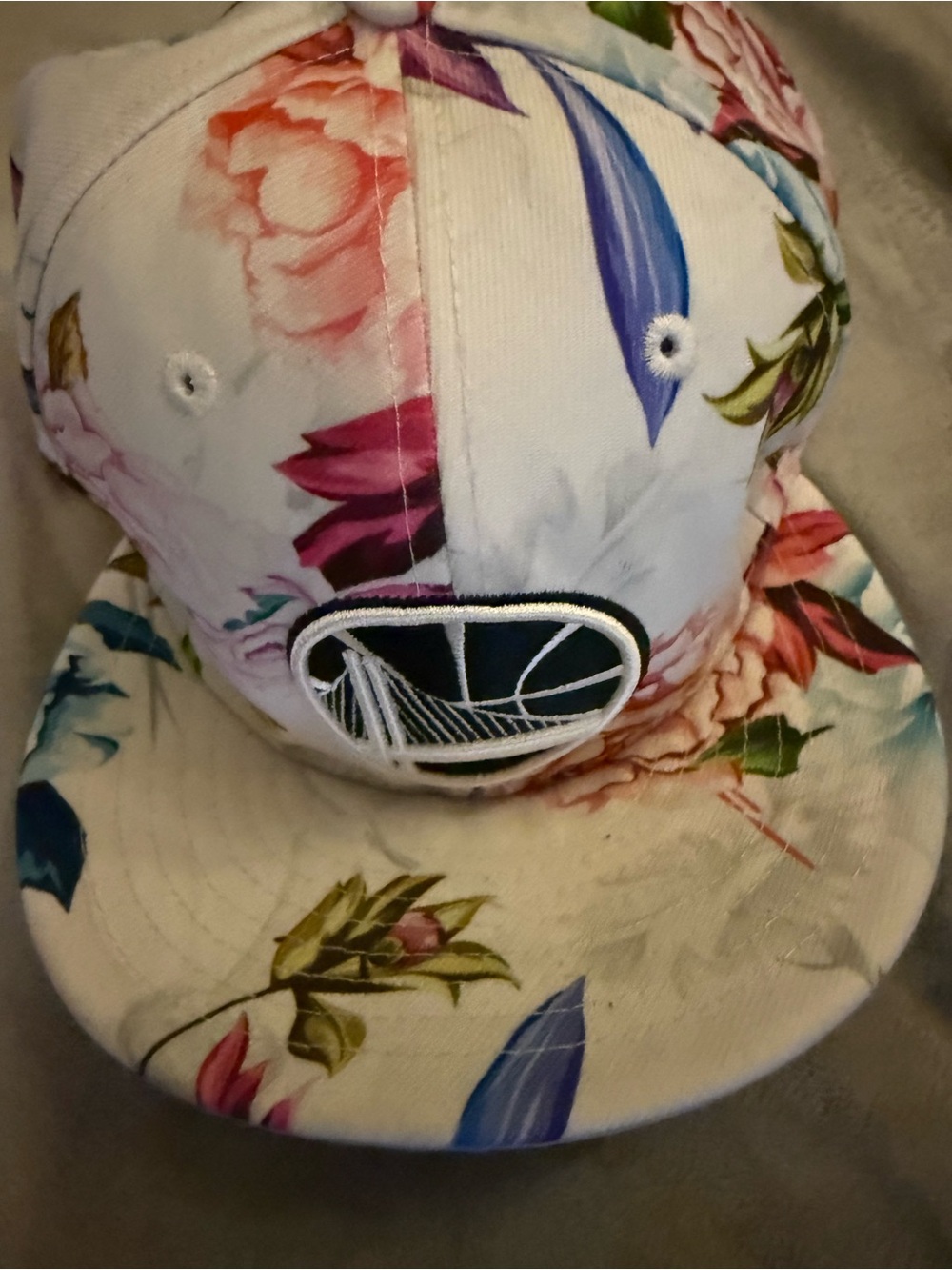 9fifty Floral Snapback Hat - White with Pink Blue Green Accents